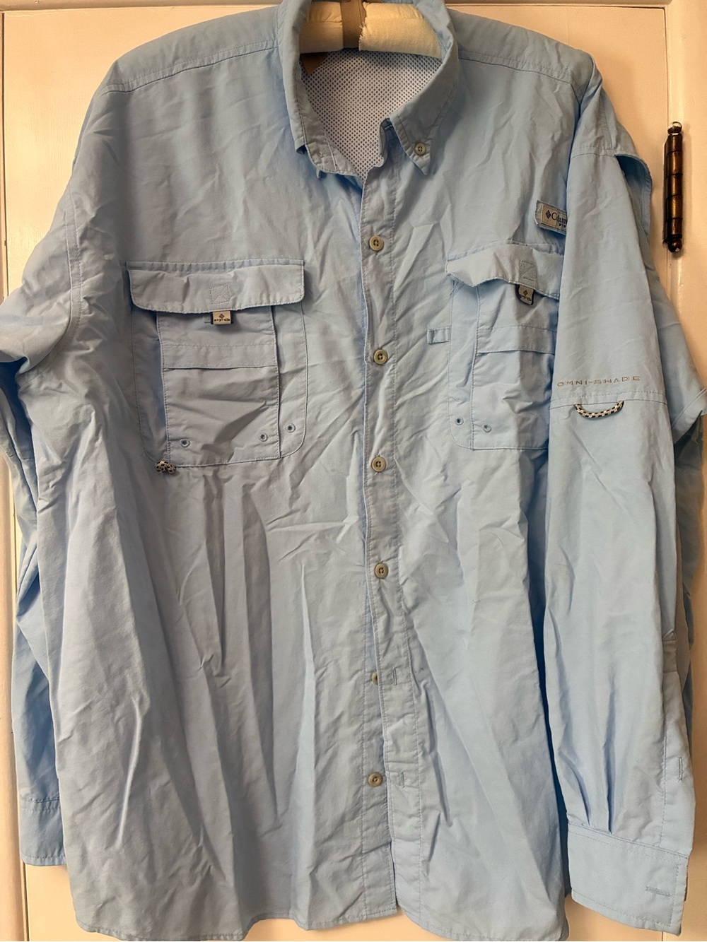 Columbia Men’s Light Blue Long-Sleeve Button-Down PFG Shirt